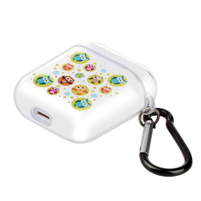 Case Hoesje AirPods Lichtblauw Geel Telefoonhoesje Transparante Siliconen Vogelserie