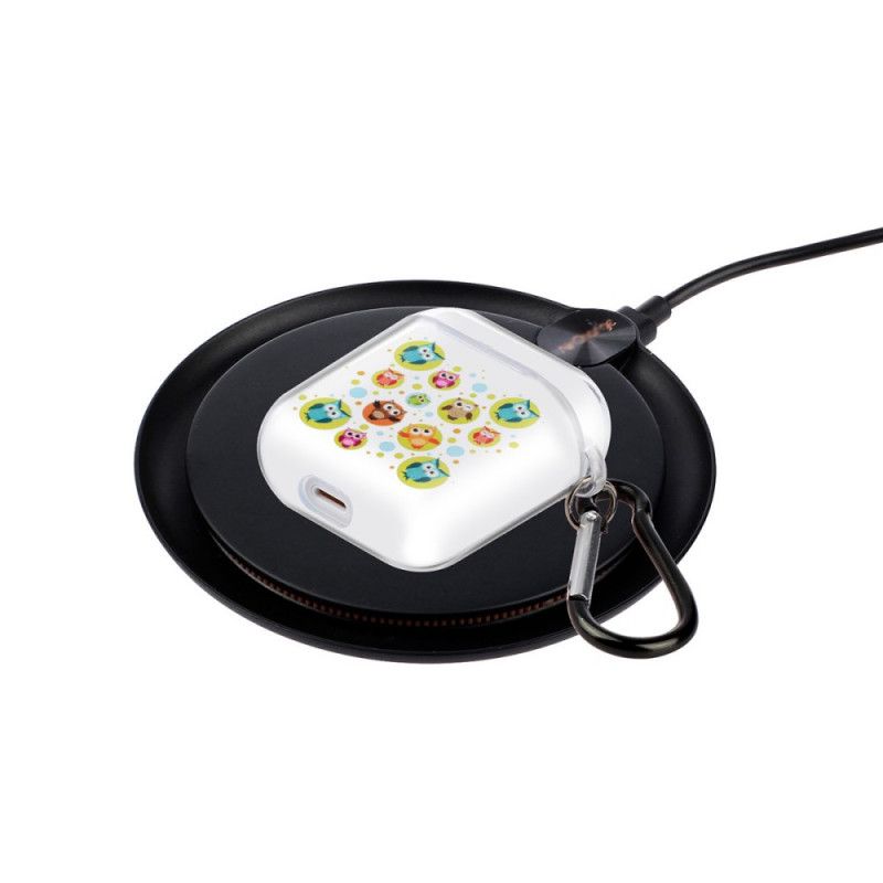 Case Hoesje AirPods Lichtblauw Geel Telefoonhoesje Transparante Siliconen Vogelserie