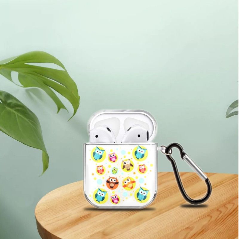Case Hoesje AirPods Lichtblauw Geel Telefoonhoesje Transparante Siliconen Vogelserie