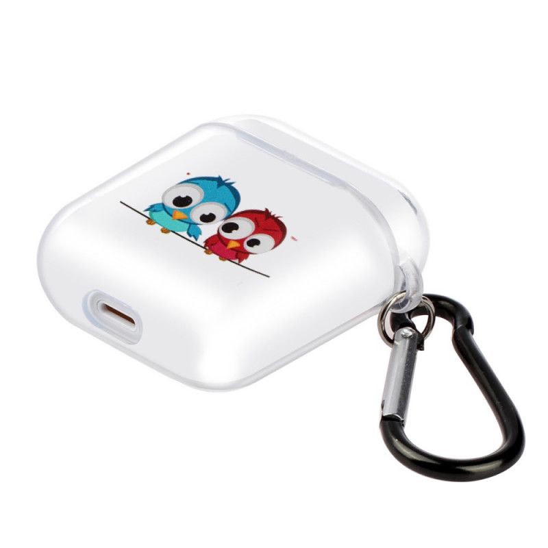Case Hoesje AirPods Lichtblauw Geel Telefoonhoesje Transparante Siliconen Vogelserie