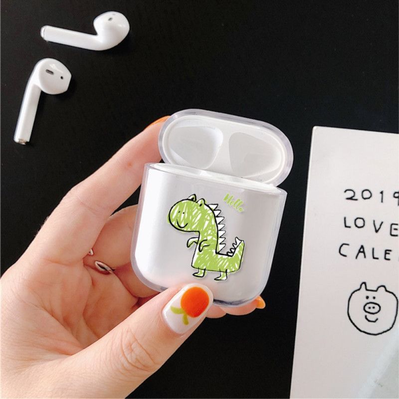 Case Hoesje AirPods Lichtblauw Groen Telefoonhoesje Grappige Dieren