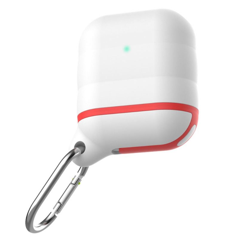 Cover Hoesje AirPods Oranje Rood Telefoonhoesje Tweekleurige Waterdichte Siliconen Met Karabijnhaak