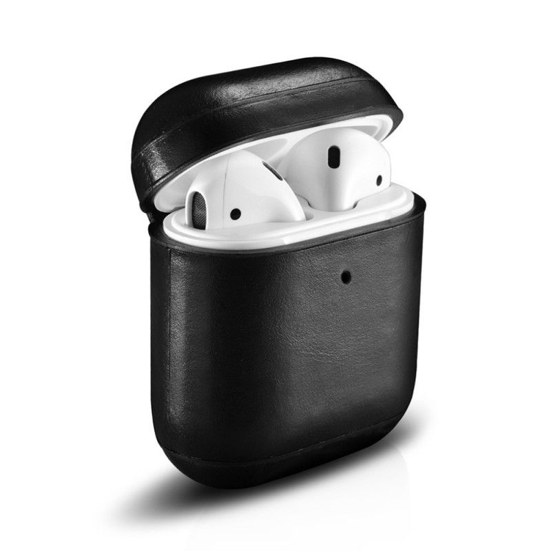 Hoesje AirPods Bruin Zwart Echt Icarer Leer