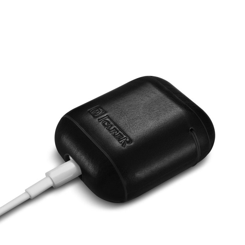 Hoesje AirPods Bruin Zwart Echt Icarer Leer
