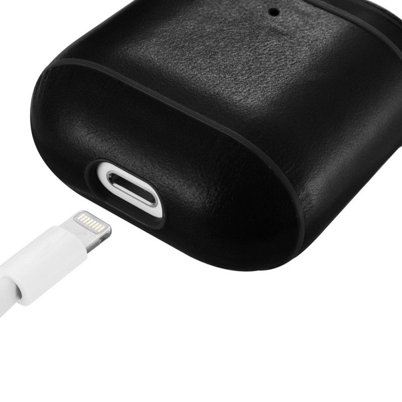 Hoesje AirPods Bruin Zwart Echt Icarer Leer