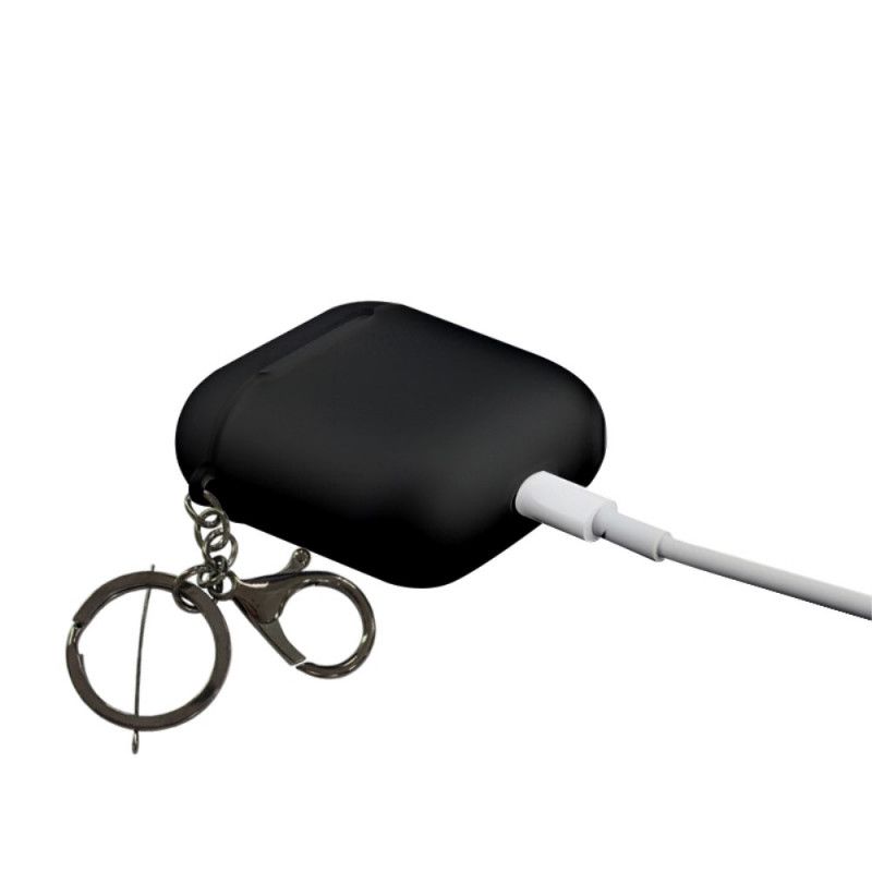 Hoesje AirPods Grijs Wit Serie Dieren Diamanten Nxed Met Karabijnhaak