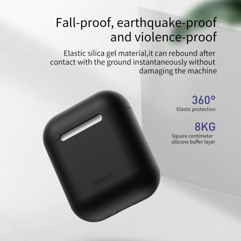 Hoesje AirPods Grijs Zwart Siliconen Baseus