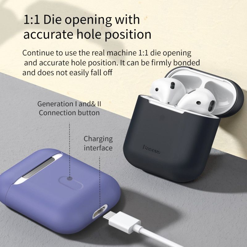 Hoesje AirPods Grijs Zwart Siliconen Baseus