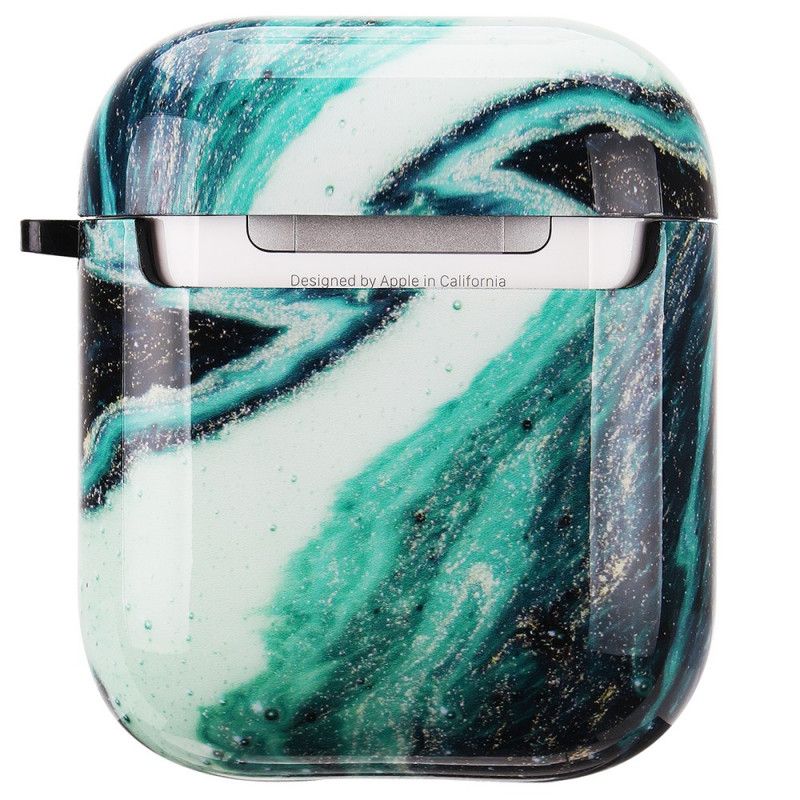 Hoesje AirPods Groen Roze Hard Marmer
