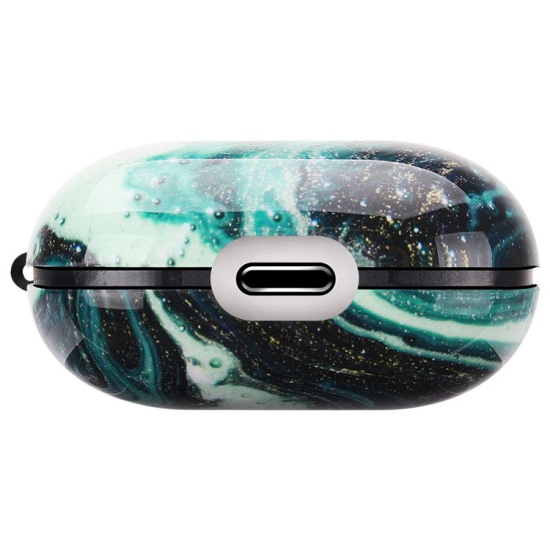 Hoesje AirPods Groen Roze Hard Marmer