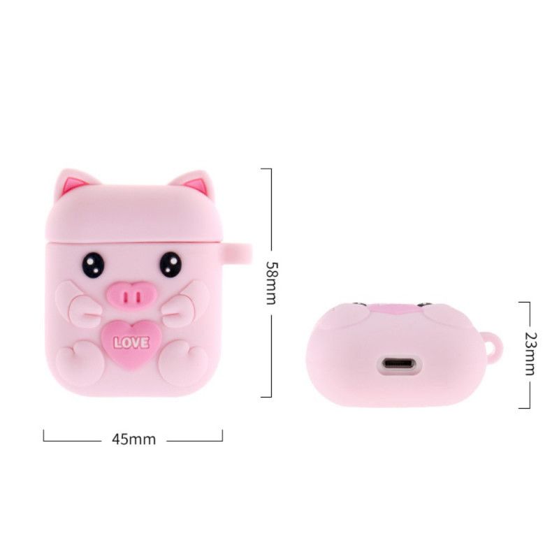 Hoesje AirPods Magenta Grijs Siliconen Varkensplezier