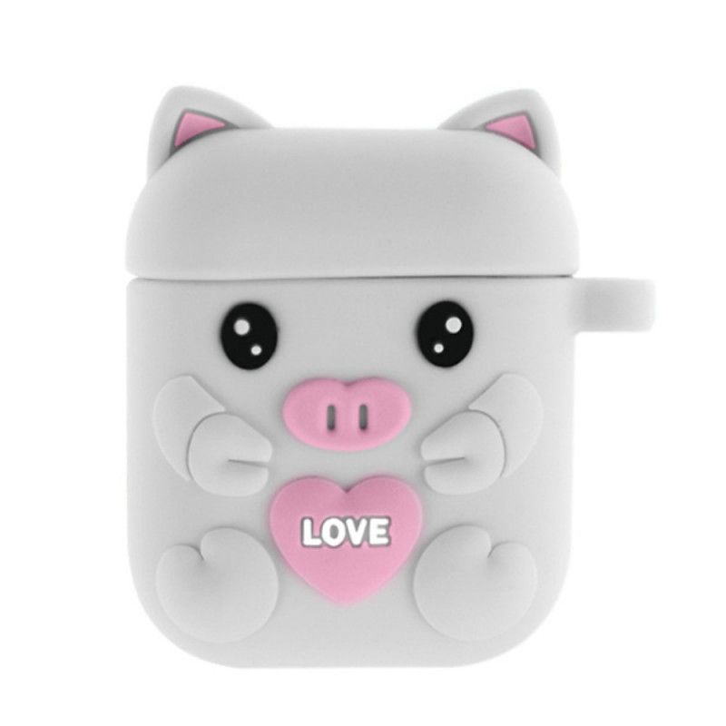 Hoesje AirPods Magenta Grijs Siliconen Varkensplezier