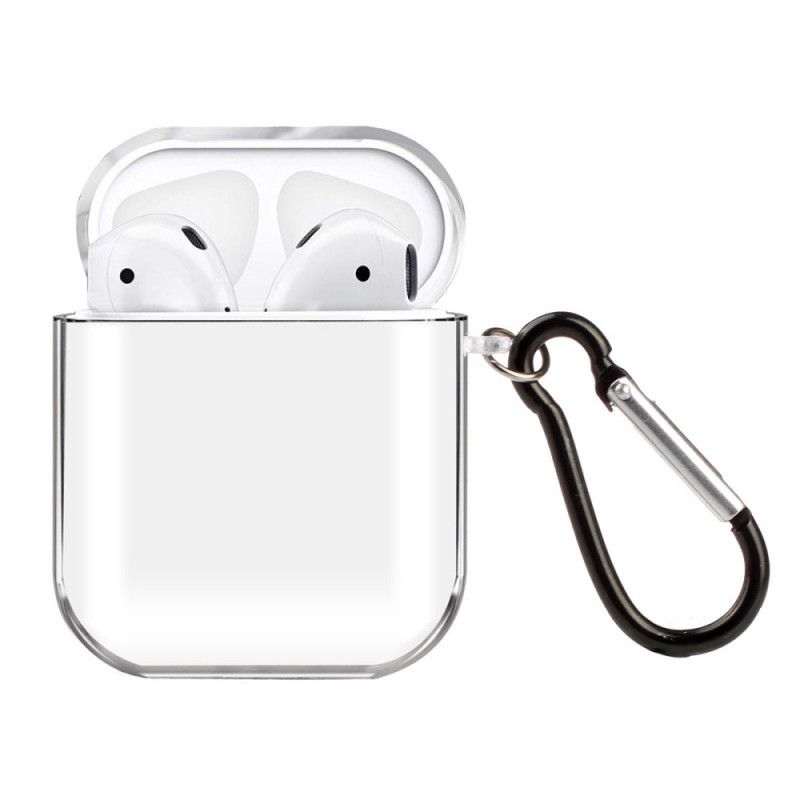 Hoesje AirPods Transparante Siliconen Met Karabijnhaak