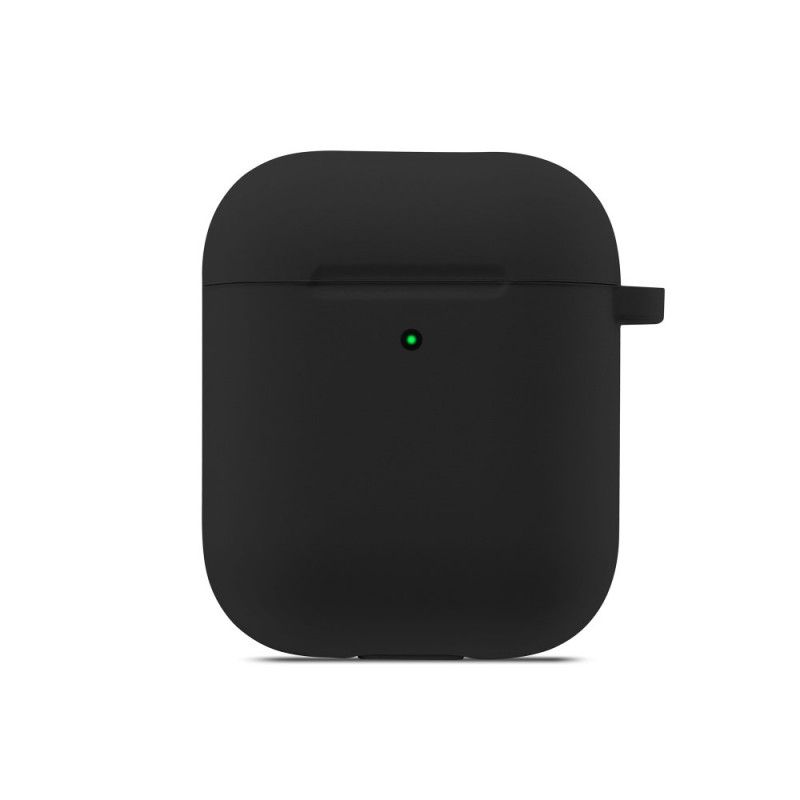 Hoesje AirPods Wit Zwart Met Oortelefoonbeschermer En Hoedenprins-Karabijnhaak