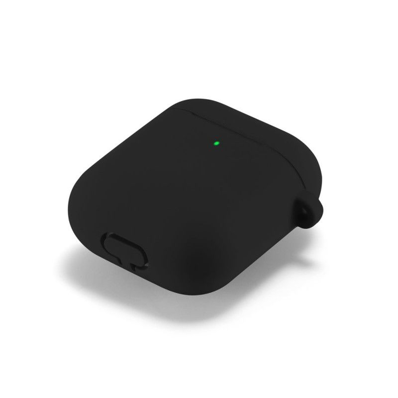 Hoesje AirPods Wit Zwart Met Oortelefoonbeschermer En Hoedenprins-Karabijnhaak