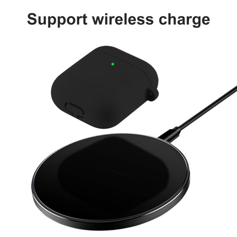 Hoesje AirPods Wit Zwart Met Oortelefoonbeschermer En Hoedenprins-Karabijnhaak
