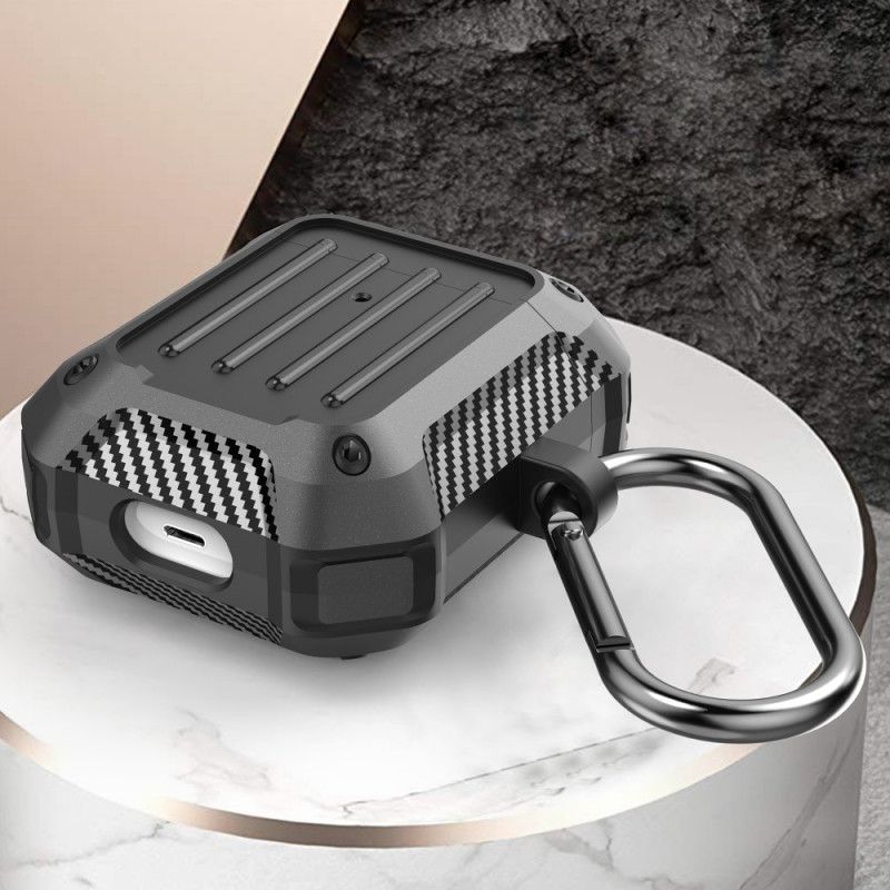 Hoesje voor AirPods Grijs Zwart Super Resistent Met Wiwu Karabijnhaak