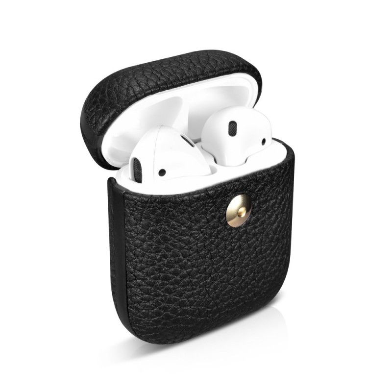 Hoesje voor AirPods Rood Zwart Echt Luxe Icarer Leer