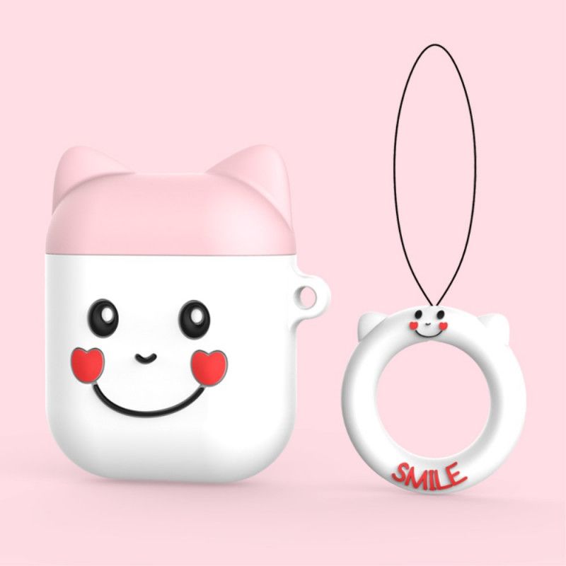 Hoesje voor AirPods Roze Zwart Silcione Fun Ghost Two-Tone