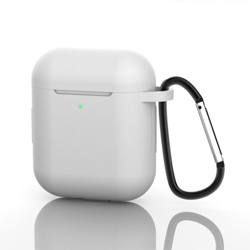 Hoesje voor AirPods Wit Zwart Siliconen Met Karabijnhaak