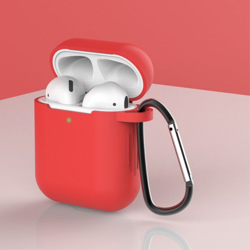 Hoesje voor AirPods Wit Zwart Siliconen Met Karabijnhaak