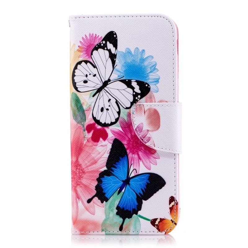 Bescherming Hoesje Samsung Galaxy J6 Telefoonhoesje Geschilderde Vlinders En Bloemen