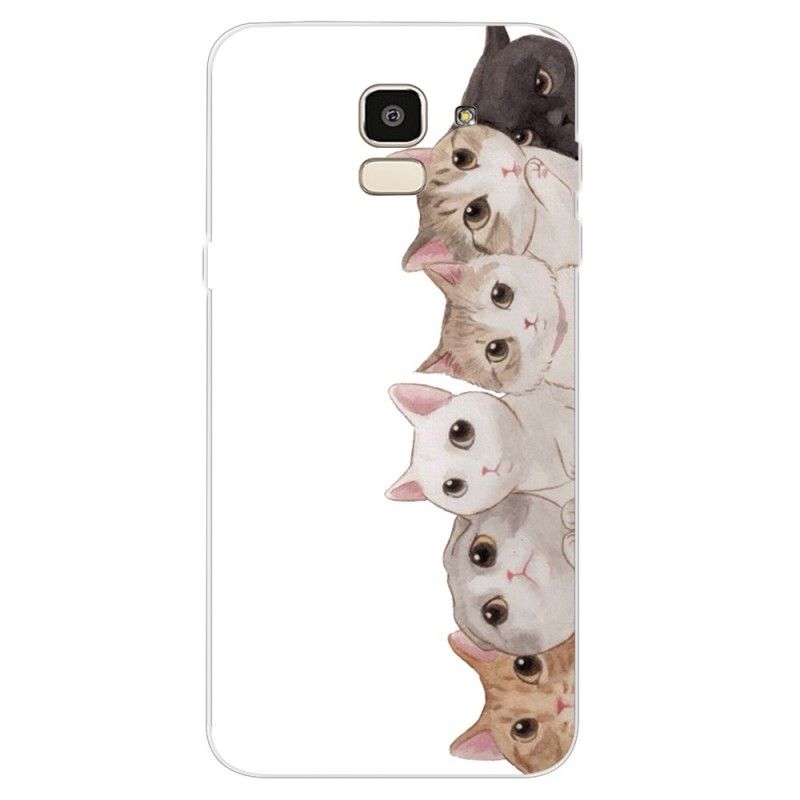 Case Hoesje Samsung Galaxy J6 Telefoonhoesje Luisterende Katten