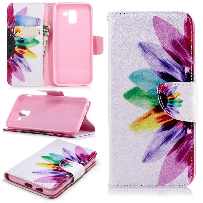 Cover Folio-hoesje Samsung Galaxy J6 Telefoonhoesje Aquarelbloem