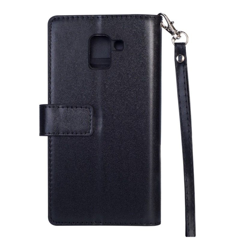 Cover Folio-hoesje Samsung Galaxy J6 Zwart Telefoonhoesje Portemonnee Met Riempje