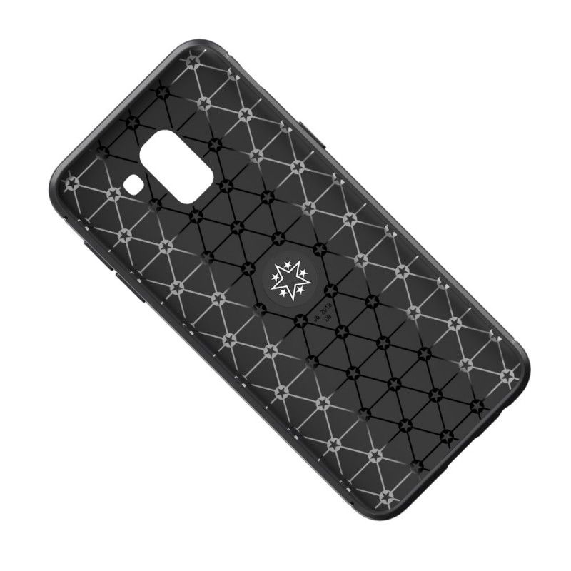 Cover Hoesje Samsung Galaxy J6 Rood Zwart Telefoonhoesje Roterende Ring