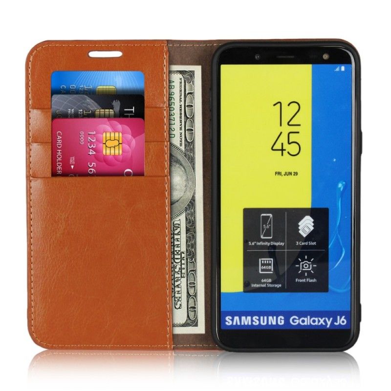 Folio-hoesje voor Samsung Galaxy J6 Bruin Zwart Oud Kunstleer