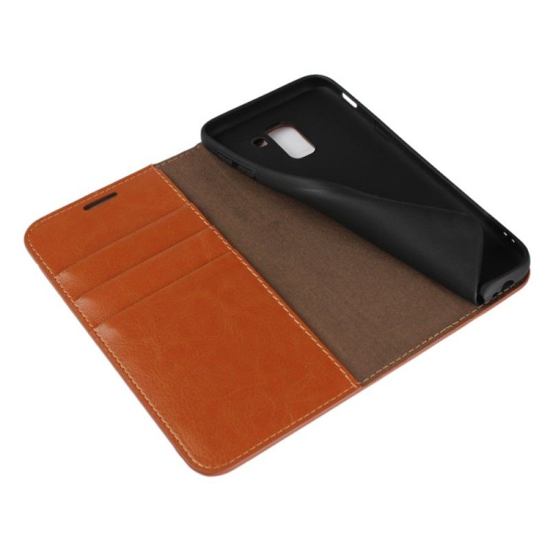 Folio-hoesje voor Samsung Galaxy J6 Bruin Zwart Oud Kunstleer