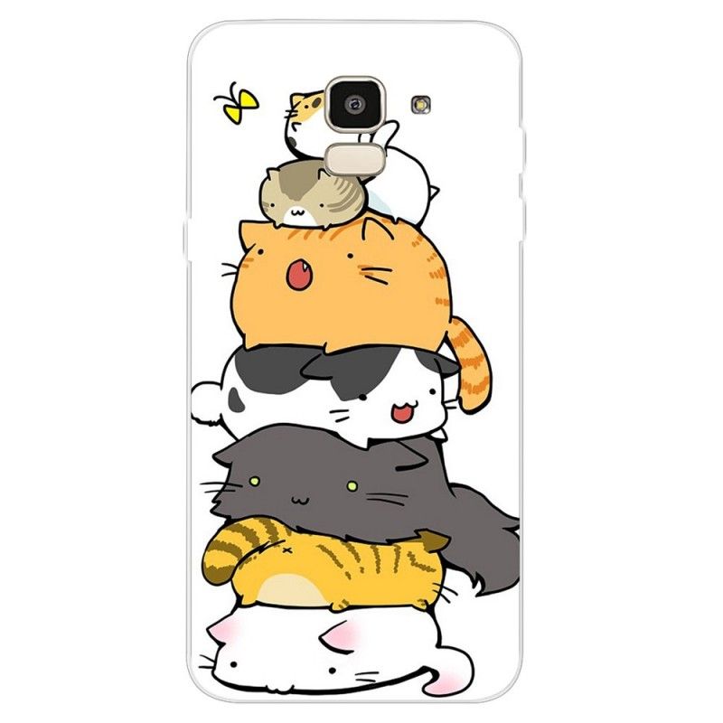 Hoesje voor Samsung Galaxy J6 Stapel Cartoonkatten