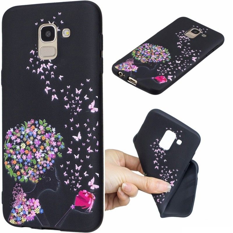 Hoesje voor Samsung Galaxy J6 Vrouw Met Een Bloemig Hoofd