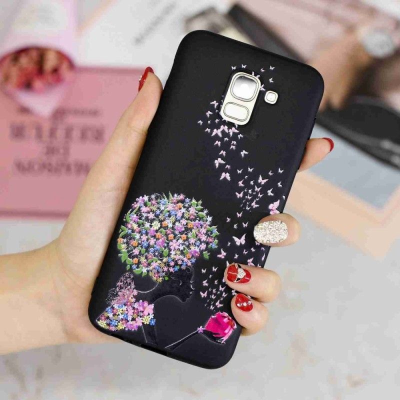 Hoesje voor Samsung Galaxy J6 Vrouw Met Een Bloemig Hoofd