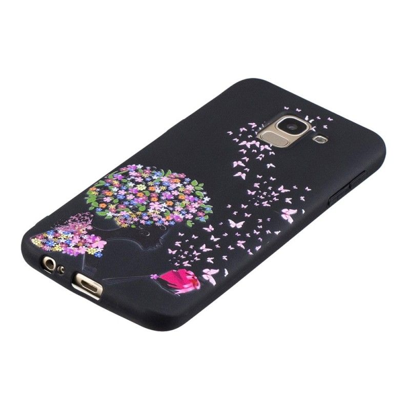 Hoesje voor Samsung Galaxy J6 Vrouw Met Een Bloemig Hoofd