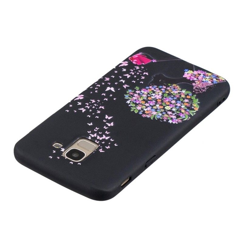 Hoesje voor Samsung Galaxy J6 Vrouw Met Een Bloemig Hoofd