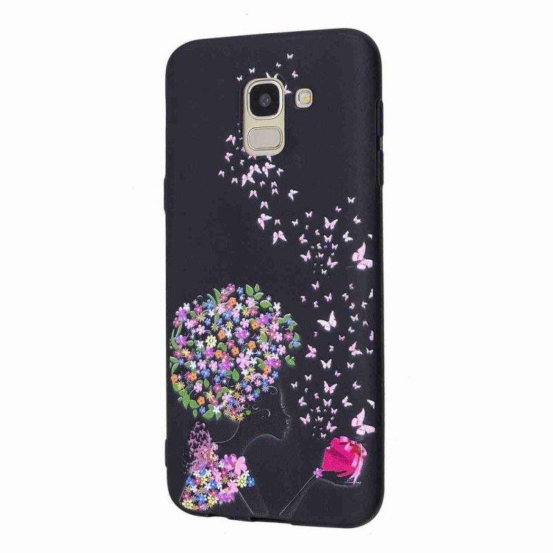Hoesje voor Samsung Galaxy J6 Vrouw Met Een Bloemig Hoofd