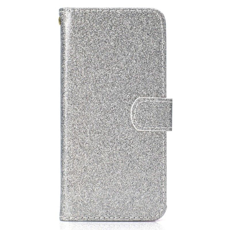 Leren Hoesje Samsung Galaxy J6 Zilver Paars Telefoonhoesje Glitter