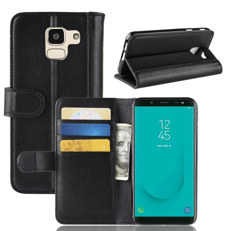 Leren Hoesje voor Samsung Galaxy J6 Bruin Zwart Splitleer