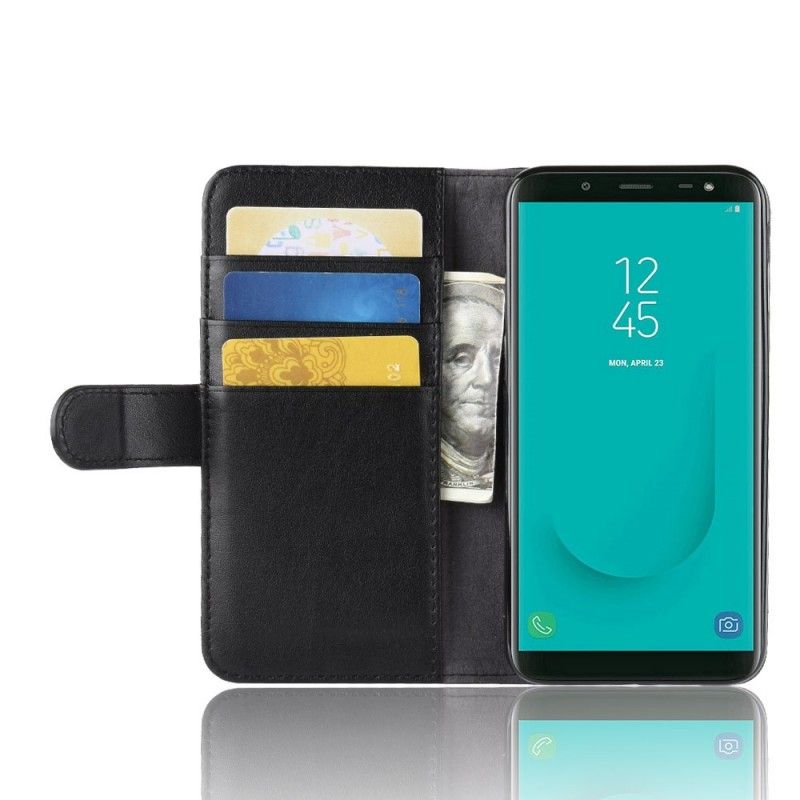 Leren Hoesje voor Samsung Galaxy J6 Bruin Zwart Splitleer