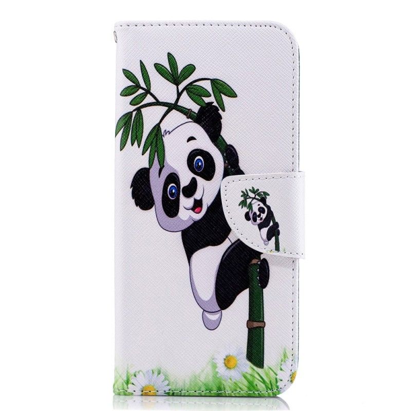 Leren Hoesje voor Samsung Galaxy J6 Panda Op Bamboe