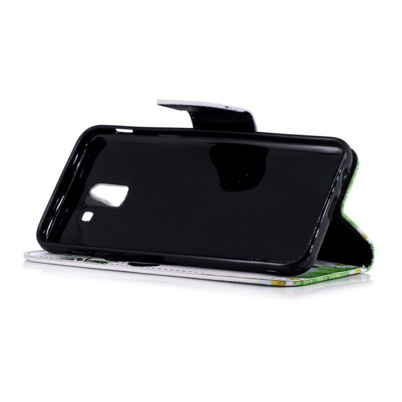 Leren Hoesje voor Samsung Galaxy J6 Panda Op Bamboe