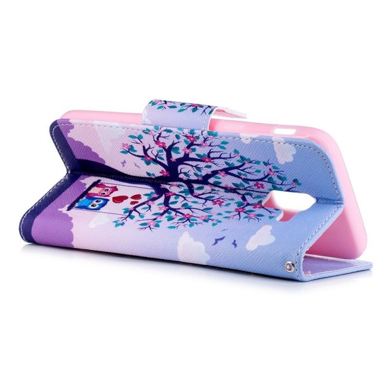Leren Hoesje voor Samsung Galaxy J6 Uilen Op De Schommel