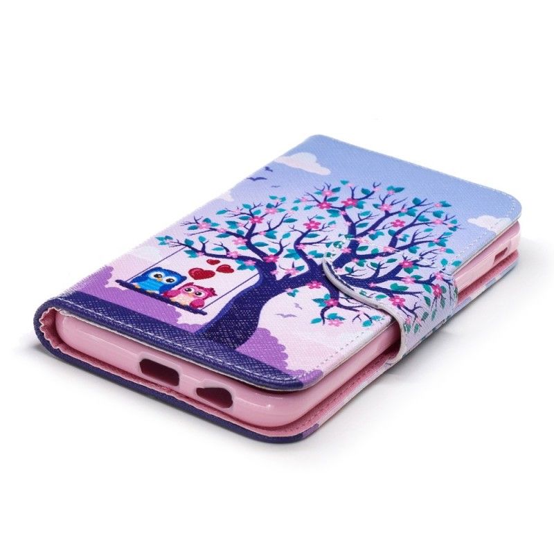 Leren Hoesje voor Samsung Galaxy J6 Uilen Op De Schommel
