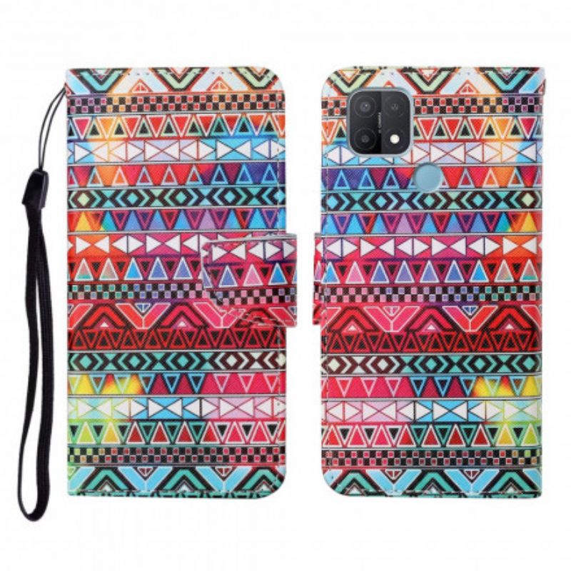 Folio-hoesje Oppo A15 Patchwork Met Riem