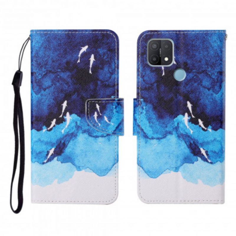 Folio-hoesje Oppo A15 Telefoonhoesje Zee Met Lanyard