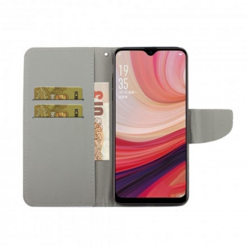 Folio-hoesje Oppo A15 Telefoonhoesje Zee Met Lanyard