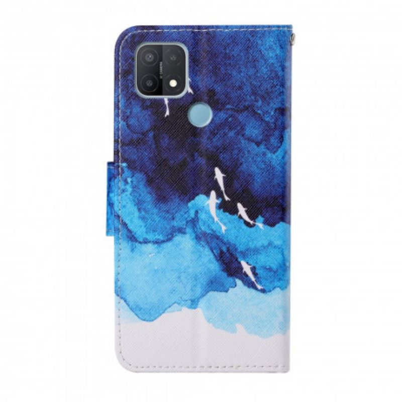 Folio-hoesje Oppo A15 Telefoonhoesje Zee Met Lanyard