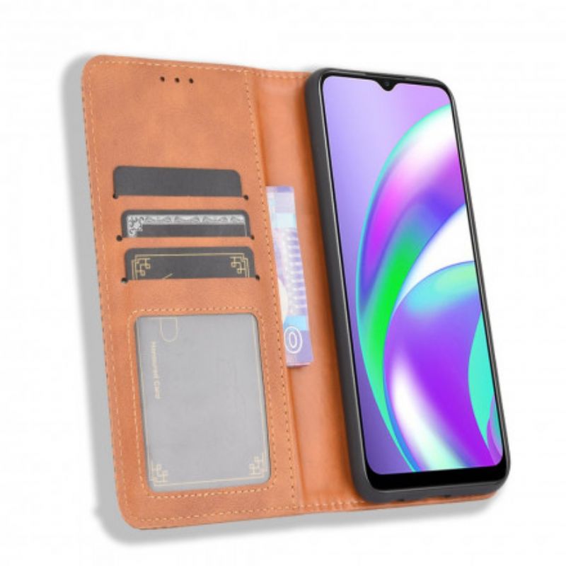 Folio-hoesje Voor Oppo A15 Gestileerd Vintage Leereffect